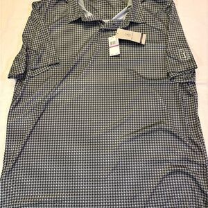 PGA Tour Men’s Short-Sleeve Polo – Black & Gray Geo Pattern